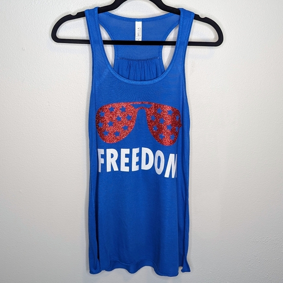 Small Blue (red, white, blue) Sunglasses Freedom Patriotic Fourth of July Tank - Picture 1 of 3